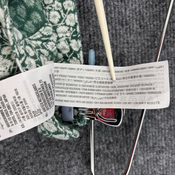 Abercrombie & Fitch Green Micro Floral Midi Skirt Ruffle Hem Side Slit Womens XS - Picture 7 of 12